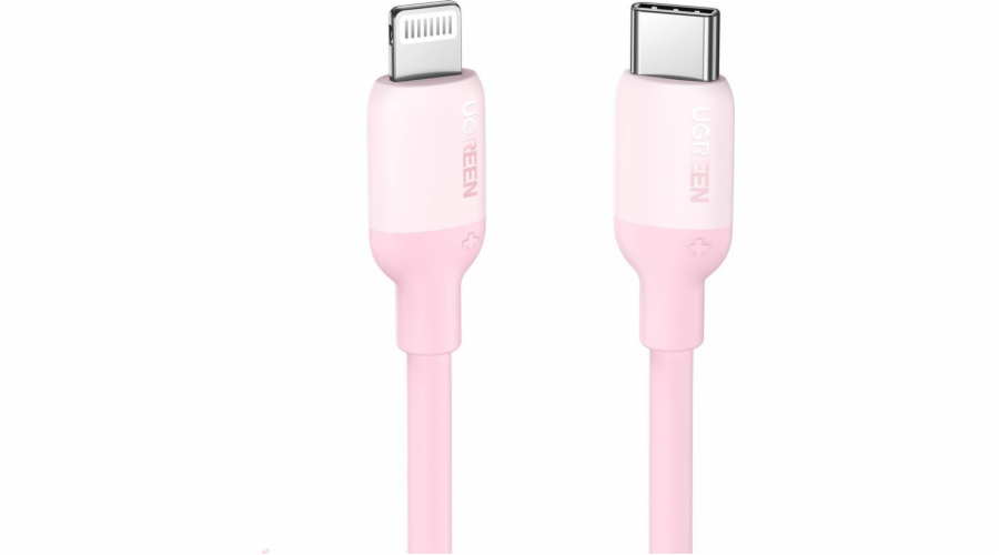 Uzelený rychlonabíjecí kabel USB typu C - Lightning (certifikace MFI) C94 Power Delivery čip 1m růžový (60625 US387)