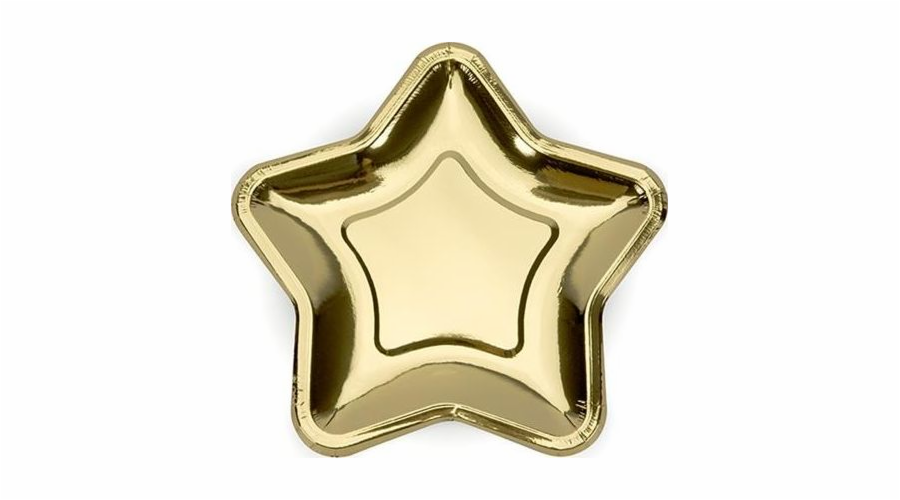 Talíře Party Deco Paper, Star, zlaté, 18 cm, 6 ks univerzální