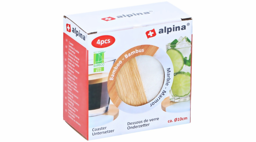 ALPINA Podtácky dřevěné / mramor sada 4 ks kruhED-227023kruh