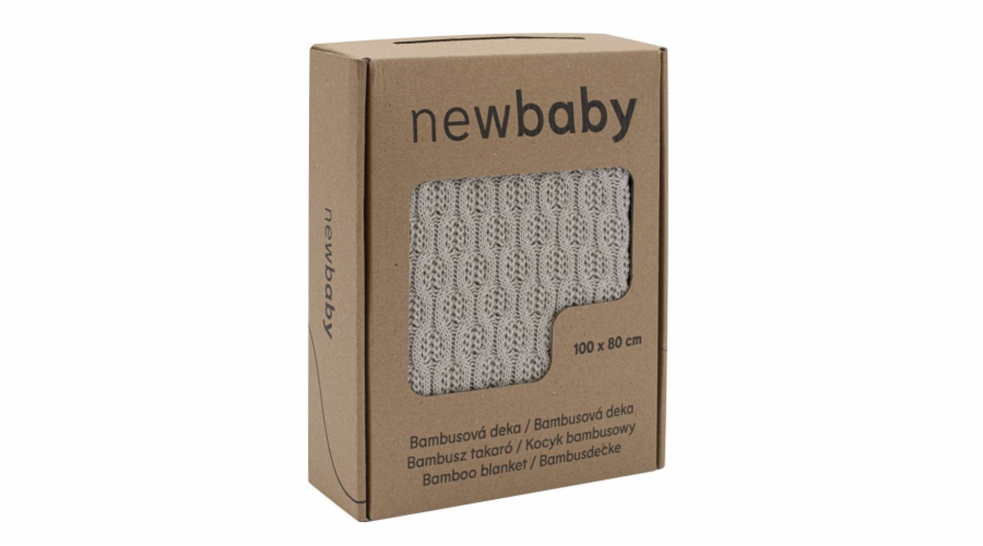 Bambusová pletená deka New Baby se vzorem 100x80 cm light grey