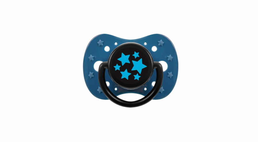 Uklidňující silikonový dudlík 12m+ Akuku modré hvězdičky