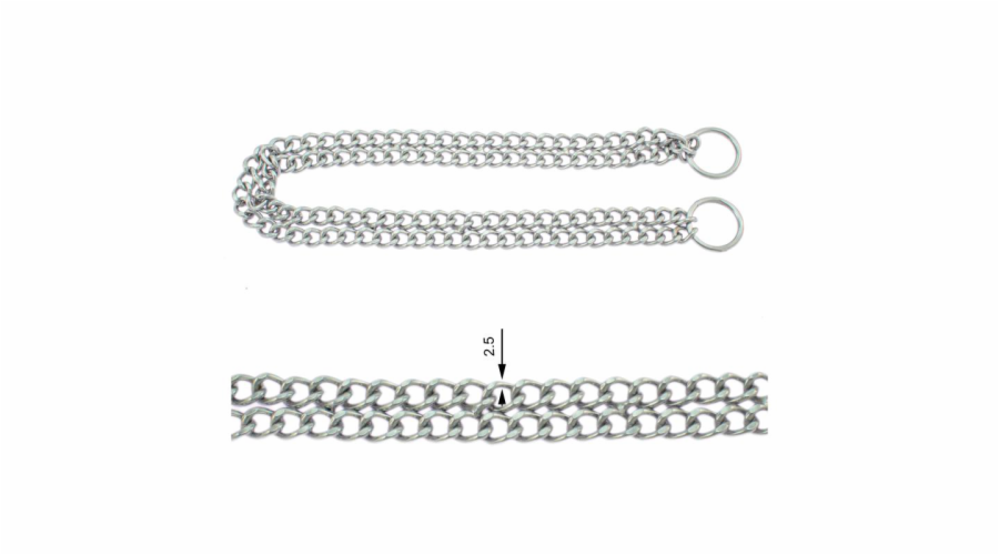 Řetěz - obojek stahovací dvouřadý 2,5 mm/50 cm