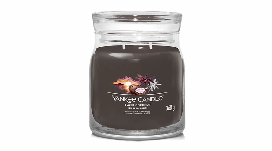 Svíčka ve skleněné dóze Yankee Candle, Černý kokos, 368 g