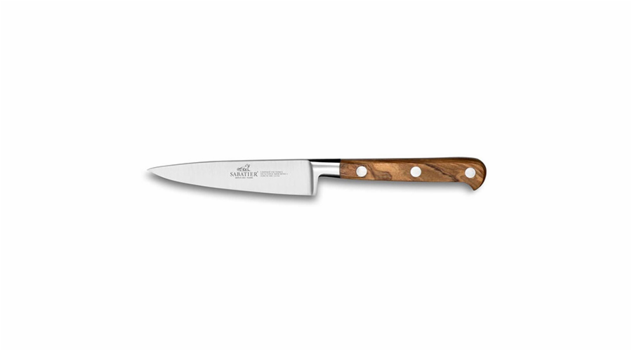 Kuchyňský nůž Lion Sabatier, 831085 Idéal Provencao, nůž odřezky, čepel 10 cm z nerezové oceli, rukojeť z olivového dřeva, plně kovaný, nerez nýty