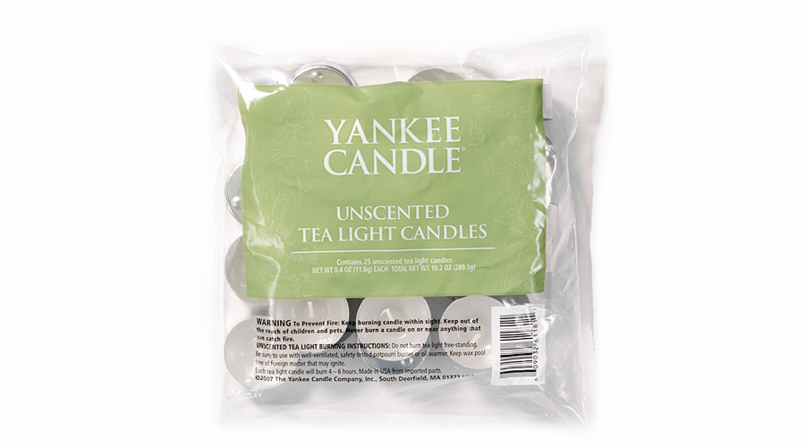 Svíčky čajové Yankee Candle, Bez vůně, 25 ks