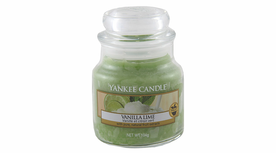 Svíčka ve skleněné dóze Yankee Candle, Vanilka s limetkou, 104 g