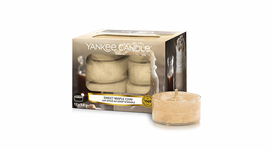 Svíčky čajové Yankee Candle, Sladký javorový chai, 12 ks