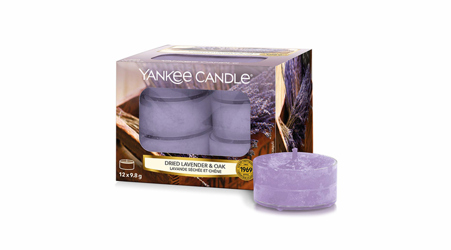 Svíčky čajové Yankee Candle, Sušená levandule a dub, 12 ks