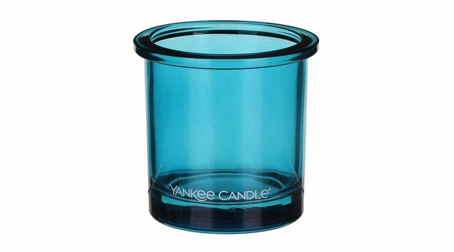 Svícen skleněný Yankee Candle, Modré sklo, výška 7 cm