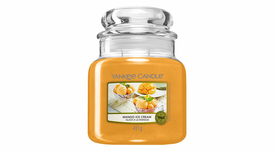 Svíčka ve skleněné dóze Yankee Candle, Mangová zmrzlina, 410 g