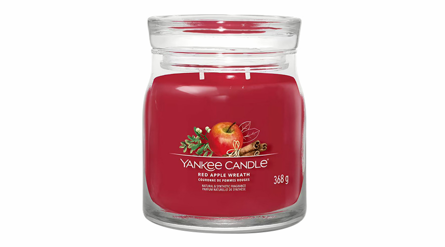 Svíčka ve skleněné dóze Yankee Candle, Věnec z červených jablíček, 368 g