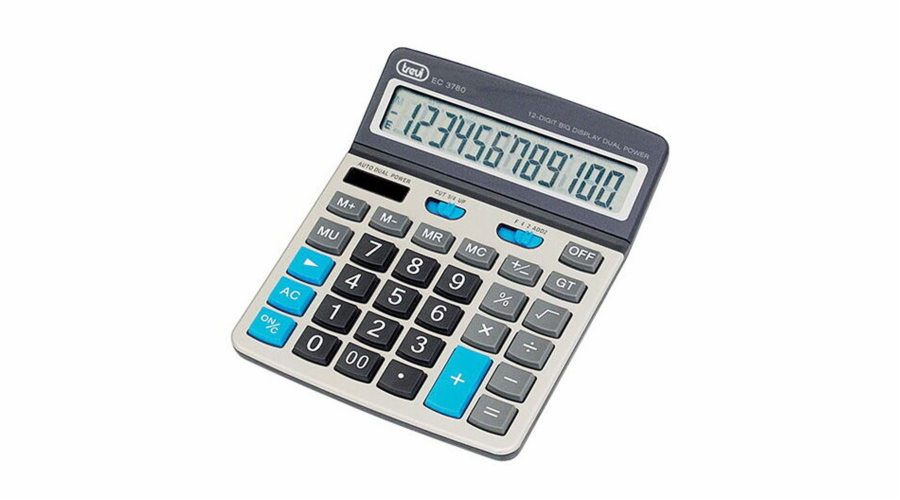 Kalkulačka Trevi, EC 3780/SL, elektronická, stolní, automatické vypnutí, napájení solární nebo baterie 1 x AAA