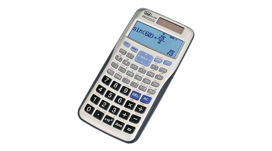 Kalkulačka Trevi, SC 3790, vědecká, 252 matematických funkcí, LCD displej, pevný obal, automatické vypnutí, baterie/solar