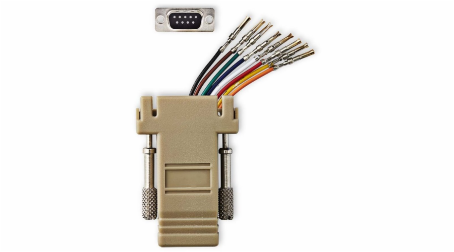 NEDIS serial adaptér/ zásuvka D-SUB 9-Pin - zásuvka RJ45/ pooniklovaný/ Box/ slonovinová kost