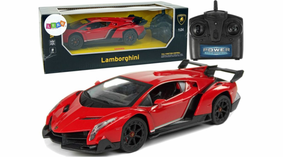 Světla Leantoys Import Sports Car R/C 1:24 Lamborghini Veneno Red 2,4 G