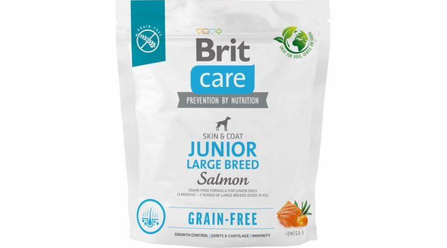 Dry food for young dog (3 months - 2 years) large breeds over 25 kg - Brit Care Dog Grain-Free Junior Large salmon 1kg