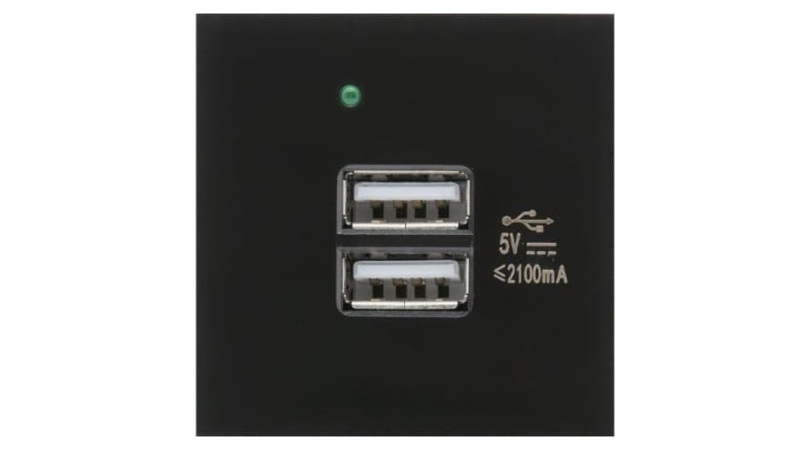 USB x2 zásuvka s nabíječkou pasuje na černé skleněné rámečky MCE728B