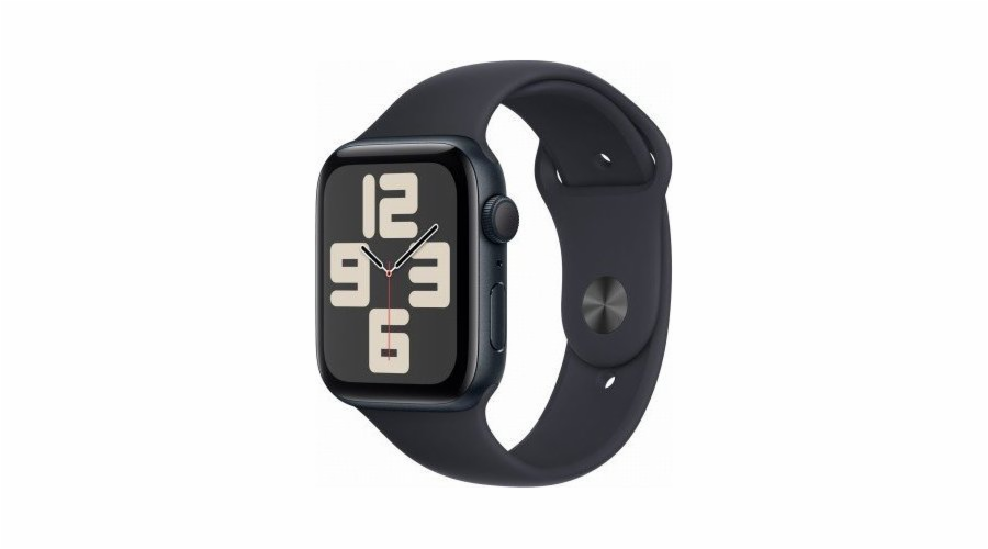 Chytré hodinky Apple Watch SE GPS, 44mm půlnoční hliníkové pouzdro s půlnočním sportovním páskem - S/M