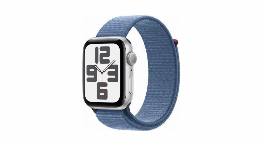 Chytré hodinky Apple Watch SE GPS, 44mm stříbrné hliníkové pouzdro se zimním modrým sportovním páskem