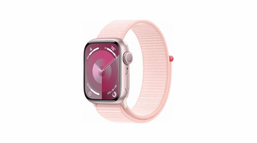 Chytré hodinky GPS Apple Watch Series 9, 41mm růžové hliníkové pouzdro se světle růžovým sportovním páskem
