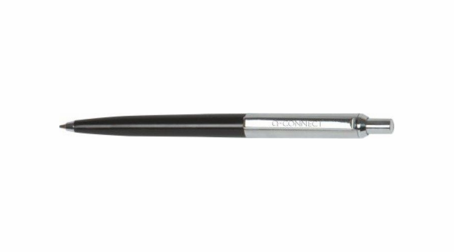 Q-CONNECT PRESTIGE výsuvné kuličkové pero, kov, 0,7 mm, černo/stříbrná, modrá náplň