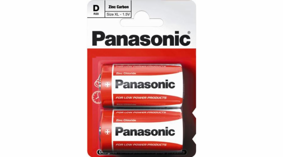 Baterie velké mono Panasonic Zinc (vel. D v blistru) 2ks