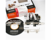 AXAGO PCEA-S2 PCIe adaptér - 2x sériový port (RS232), vč. LP