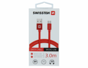 Swissten Datový Kabel Textile Usb / Micro Usb 3,0 M Červený