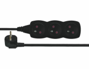 Prodlužovací kabel 5m / 3 zásuvky / černý / PVC / 1mm2