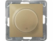 Tlačítkový stmívač Ospel Impresja přizpůsobený žárovce a halogenové zátěži, kovová zlatá (ŁP-8Y/m/28)