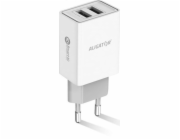 ALIGATOR Chytrá síťová nabíječka 2,4A, 2xUSB, smart IC, bílá, USB kabel pro iPhone/iPad