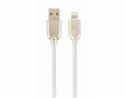 Gembird nabíjecí kabel Lightning 8-pin (M) na USB 2.0 (M), prémiový, gumovo - opletený, 1 m, bílý