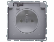 Kontaktní simon single Basic Z/U IP44 zásuvka se stříbrnou podložkou (BMGZ1BZ.01/43A stříbro