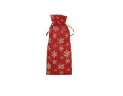 Sáček Vánoční látkový, červený s vločkami 36x15 cm