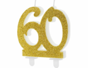 Svíčka Party Deco za 60 se zlatým třpytem - 1 univerzální položka