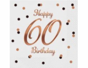 Ubrousky B&C Happy 60 Birthday White 33x33cm 20 ks