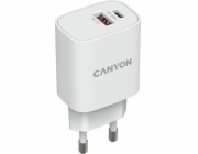 CANYON nabíječka do sítě H-20-04, 1x USB-C PD 20W, 1x USB-A QC 3.0 18W, bílá