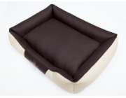 HOBBYDOG Perfect Imperial Bed - Béžová imitace kůže s hnědým středem R4