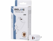 Nabíječka Beline 20W USB-C + USB-A nástěnná nabíječka, bílá