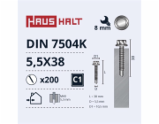 Samořezné šrouby Haushalt, DIN 7504K, 5,5 x 38 mm, 200 ks.
