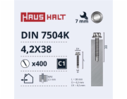 Samořezné šrouby Haushalt, DIN 7504K, 4,2 x 38 mm, 400 ks.