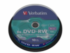 1x10 Verbatim DVD-RW 4,7GB 4x Speed, matt silver Cakebox