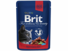 Brit Premium Cat sáčky s dušeným hovězím a hráškem 100g