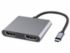 PremiumCord MST adapter USB-C na 2x HDMI, USB3.0, PD, roz...