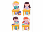 Školní dekorace - děti v lavičkách (velký nápis)