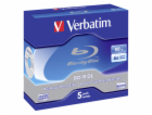 1x5 Verbatim BD-R Blu-Ray 50GB 6x Speed, white blue Jewel...
