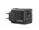 Verbatim Gan Charger 65W 2xUSB-C PD,1xUSB-A, retrac. Cabl...