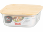 Dóza MagicHome, skleněná, čtvercová, 1200 ml, s bambusový...