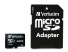 VERBATIM MicroSDXC karta 64GB Pro, U3 + adaptér