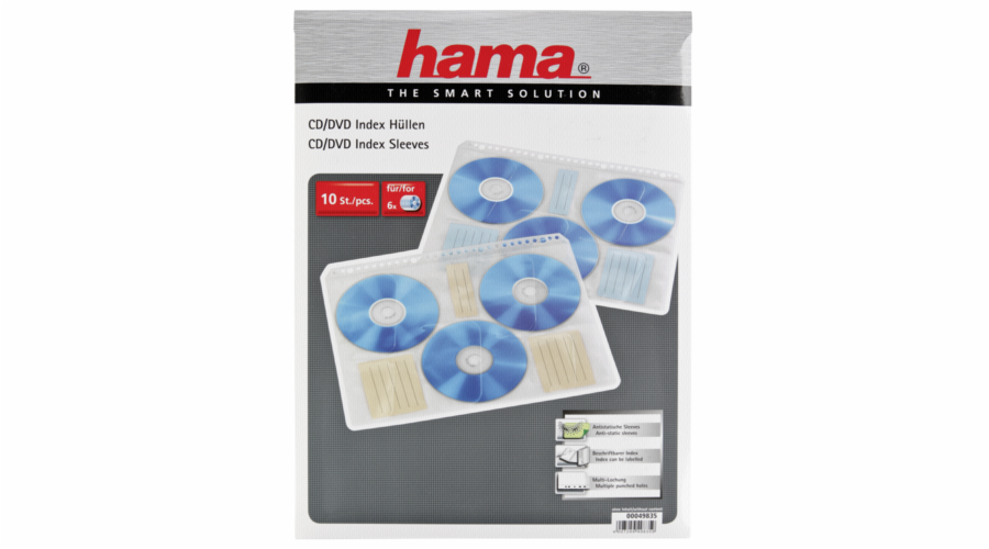 1x10 Hama CD-ROM-Index-obalky transparent.-bila 49835